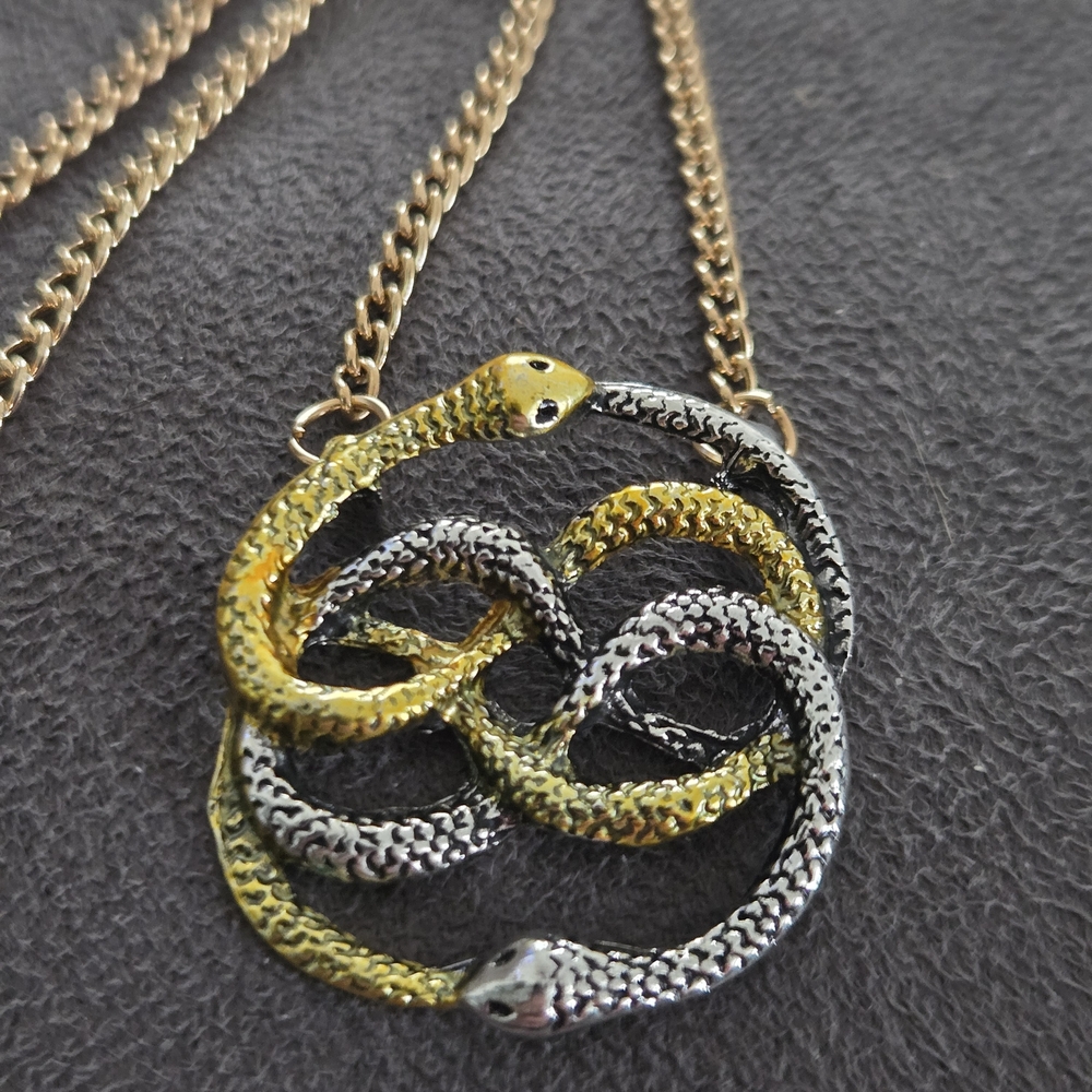 AURYN The Neverending Story Movie Prop Gold and Silver Snake Pendant Necklace 18